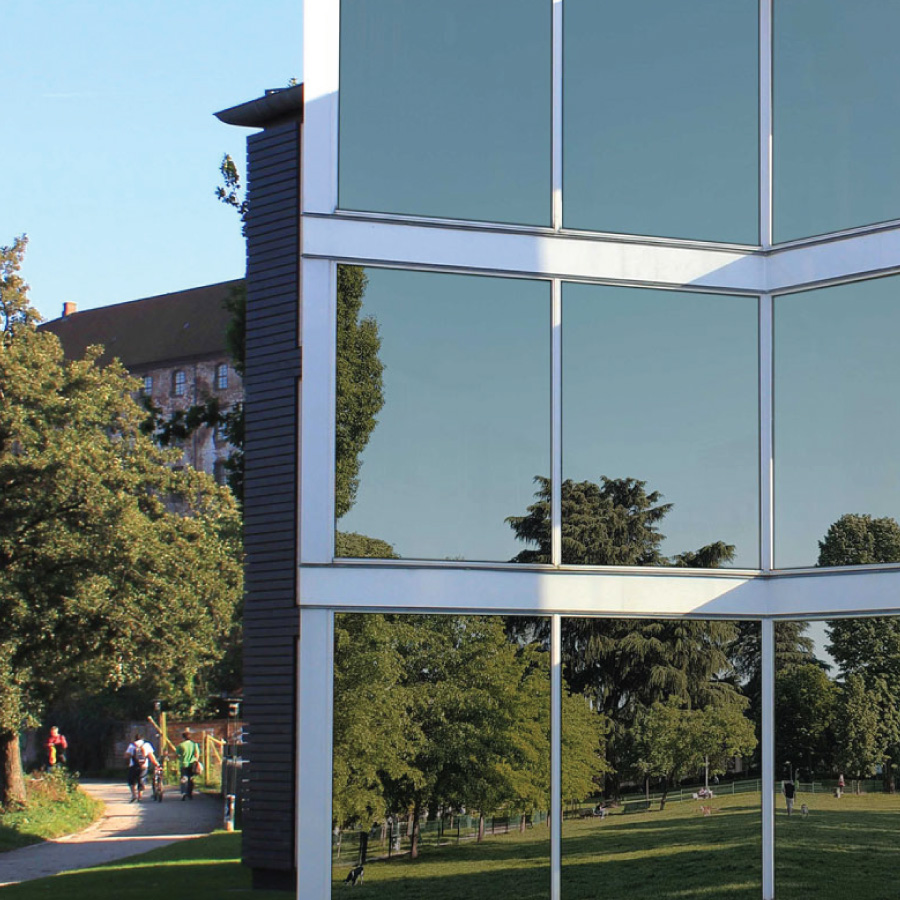 Dual Reflective 15% window film on a building