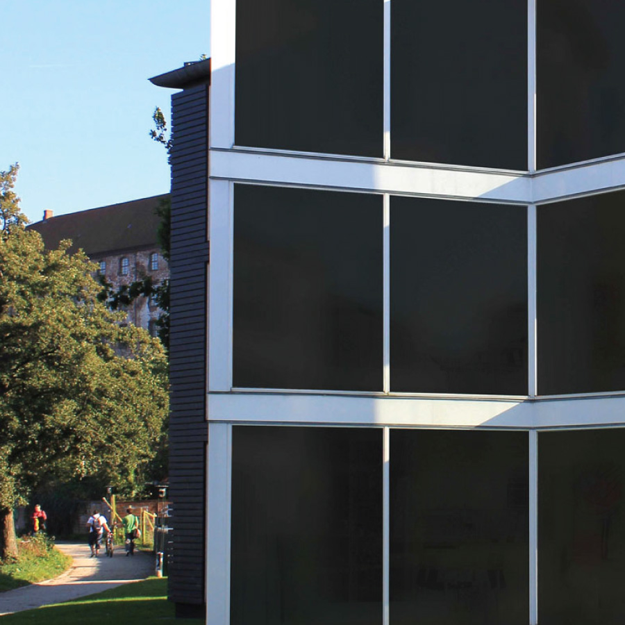 Blackout window film on a building