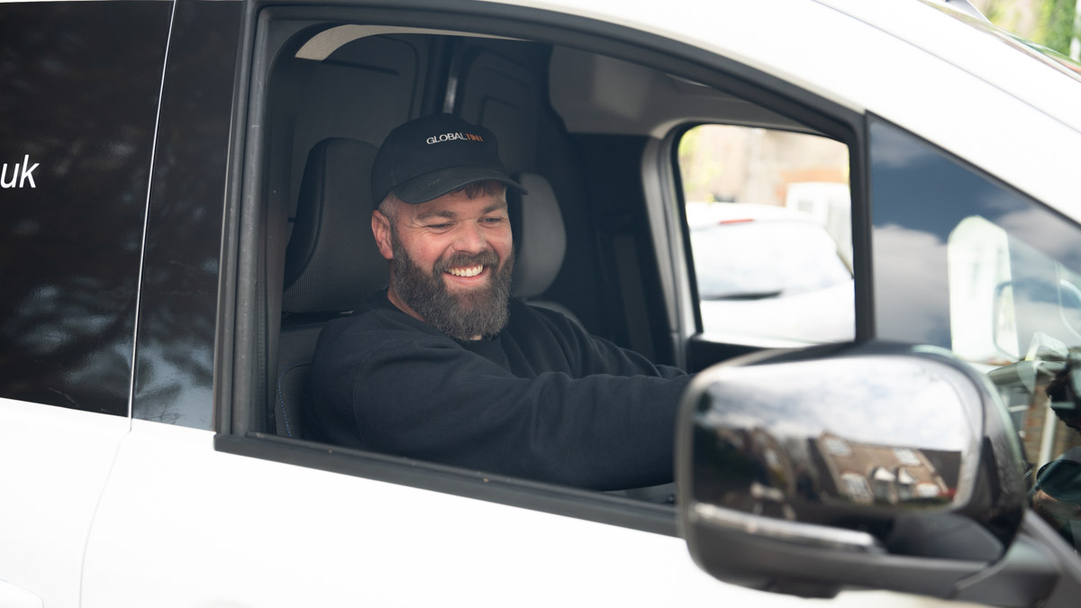 A Global Tint installer at work